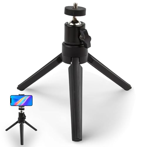 Mini trípode de cámara: mini trípode para proyector, soporte para proyector con cabezal esférico de 360°, trípode de mesa con tornillo de 1/4 pulgadas, trípode pequeño para proyector, trípode pequeño