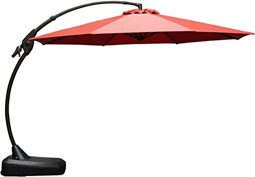 Grand Patio Deluxe Napoli 12Ft Patio Umbrella, Curvy Aluminum Cantilever Umbrella With Base, Round Large Offset Umbrellas For Garden Deck Pool(Canvas Henna, 12 Ft-Sunbrella) #TOP14