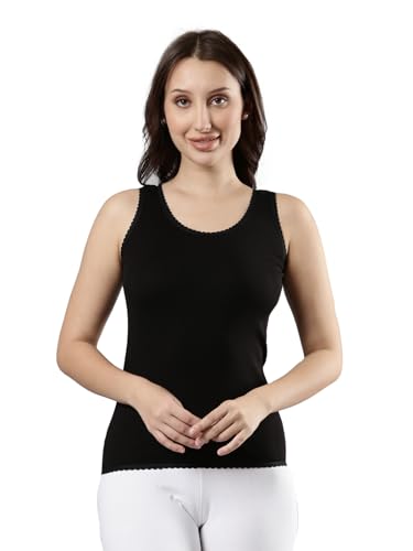 Image of Femmora Body Hugging Camisole, Solid, Soft and Comfortable Cotton Fabric with Scallop lace and Broad Shoulder, for Women,Pack of 1