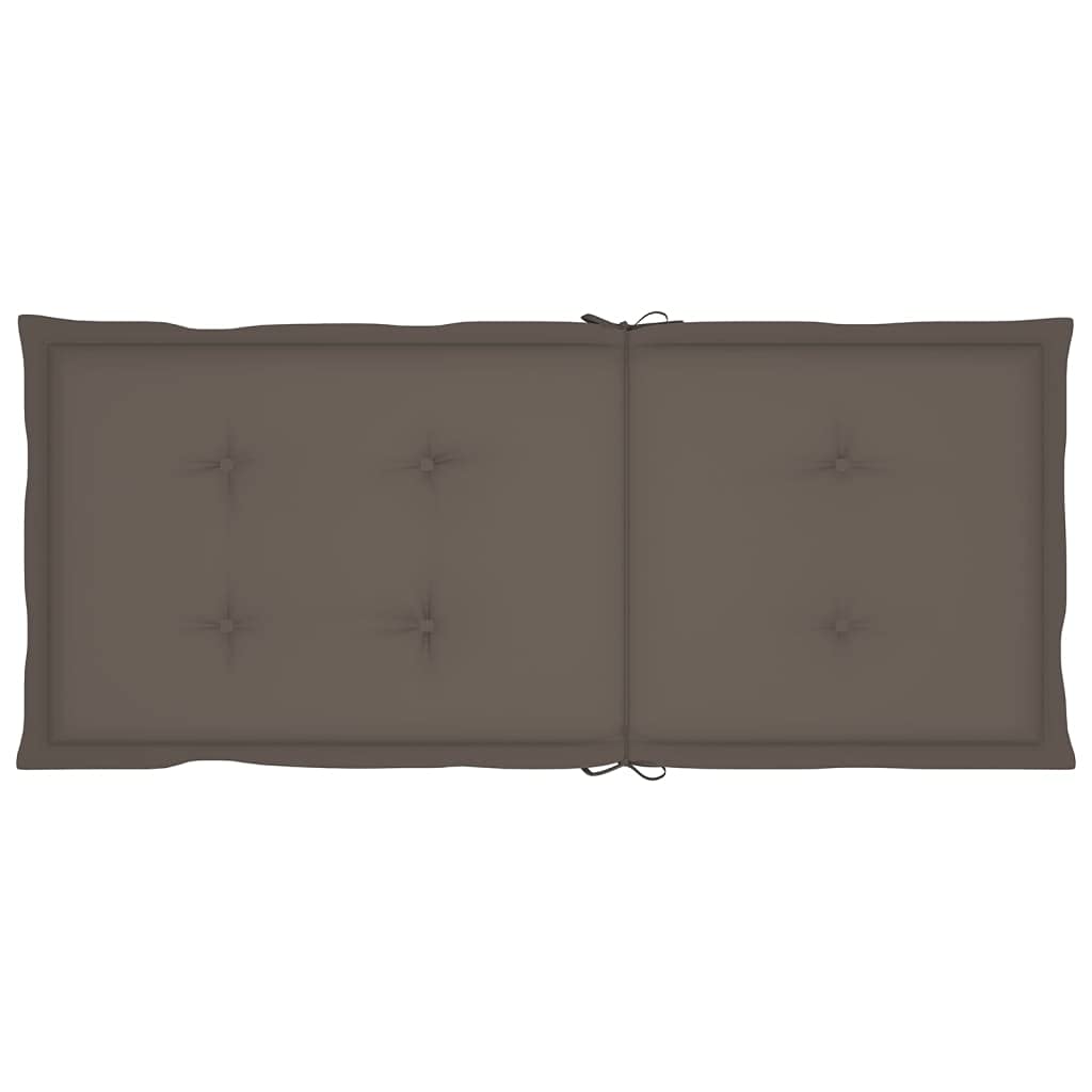 Cuscino per sedia da giardino, 2 pezzi, per sedie a sdraio con schienale alto, design universale, per interni ed esterni, balcone, terrazza, con 2 laccetti, tortora, 120 x 50 x 3 cm