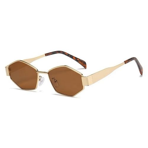 Image of Dervin Fashionable Retro Hexagonal Sunglasses for Women & Men | Trendy, Stylish & Classic 90s Vintage Style | UV400 Protection & Durable Metal Frame