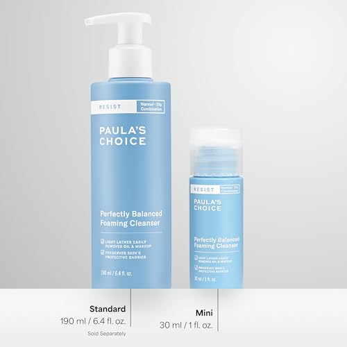 Image of Paula's Choice RESIST Perfectly Balanced Foaming Facial Cleanser, Face Cleanser with Hyaluronic Acid & Aloe, Anti-Aging Face Wash, Large Pores & Oily Skin, Fragrance-Free