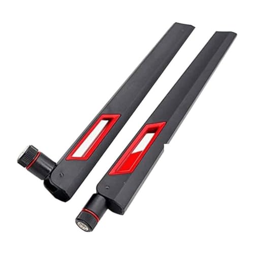 Black and Red 10dBi Dual Band Signal Booster Wi-Fi Antennas (2.4GHz/5GHz-5.8GHz) with SMA Male Connector for Wireless Camera, Router, Hotspot - 2 Pack