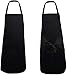 MVC PACK*2 Delantal Cocina color Negro, Cocinero/a, Camarero/a, Chef, Hostelería con Peto de Algodón y Poliéster, Unisex, Talla Única, Color Negro, Fabricado en España