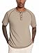 Nutria Men's Henley Shirt Short Sleeve Fashion Casual T-Shirt Summer Lightweight Tee Slim Fit with Button U16A Khaki