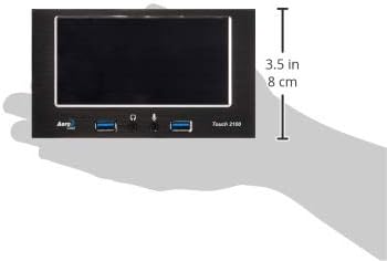 Aerocool Touch2100 dimensions shown with a hand for scale