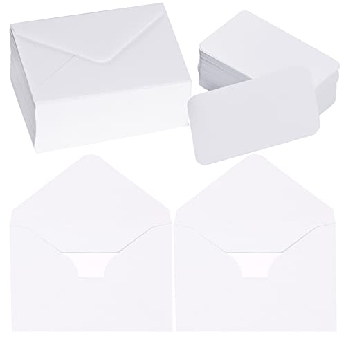 Jiebor 100Pcs Mini White Envelopes With 100Pcs Small Blank Gift Business Card Wedding Invitation Pocket Envelopes For Graduations Wedding Shower Holiday 4.3 X 2.9 Inch #TOP15