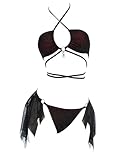 MEOWCOS Goth Bikini Swimsuit Spider Web Design Bathing Suit Dark Style Pretty Crawler Gothic Swimsuit