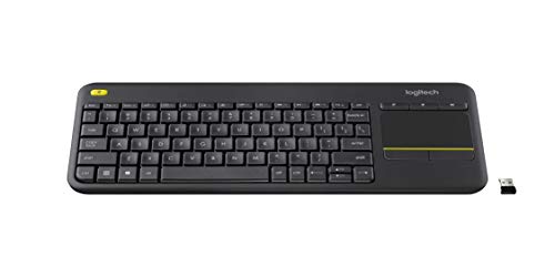 Logitech K400 Plus Clavier sans Fil Touch TV avec Contrôle Média et Pavé Tactile, Clavier US International QWERTY - Noir