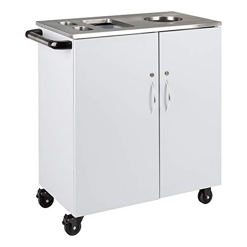 Norwood Commercial Furniture Stainless Steel Mobile Sanitation Station Cabinet for PPE Supplies- Rolling Storage Cart for Office, School, Home