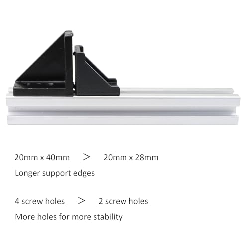 Image of 20 Sets 2020 Aluminum Extrusion T Slot Corner Bracket 20 Series Extruded Hardware 90 Degree Right Angle Connector with M5 Bolts Nuts for 20 /20 80 20 2040 T V Slot Black Aluminum Profile