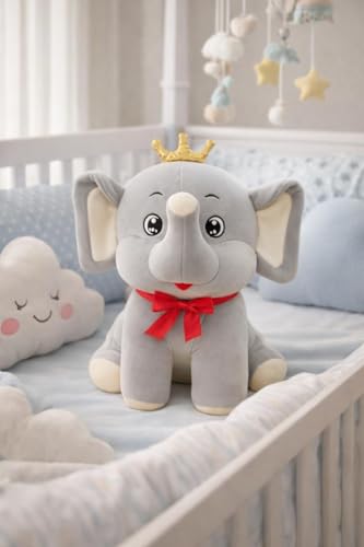 Image of SCOOBA Adorable Crown Elephant Soft Toy 25cm (Elephant 25cm Grey Color)
