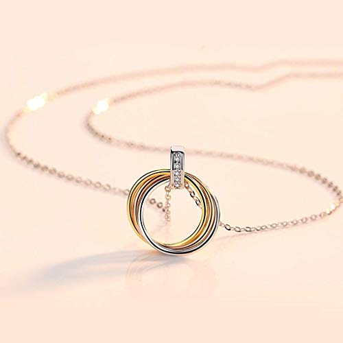 ZH1YFD Collares para Mujeres y niñas, círculo de Tres Anillos, Collar con Colgante Multicapa, Collar de Cadena de clavícula, Gargantilla de 18 ', grifos para el hogar