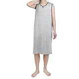 Fashion Store Mens Nightgown Henley Night Shirt for Sleeping Short Sleeve Nightgown Big and Tall, Loose Kaftan Sleepwear (Grey, Large)