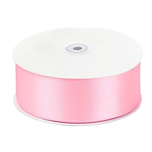 Image of Solid Color Double Faced Pink Satin Ribbon 2 inch X 50 Yards, Ribbons Perfect for Crafts, Wedding Decor, Bow Making, Sewing, Gift Package Wrapping and More