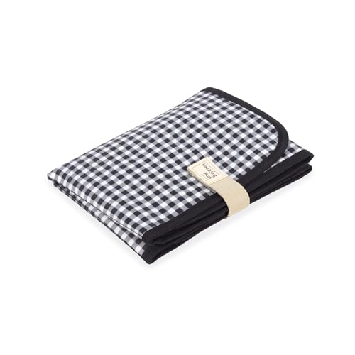 Walking Mum. Cambiador de Bebé I Love Vichy. Diseño portátil y plegable. Fácil de guardar en el bolso maternal. Color Negro. Medidas 18X27X4 cm.