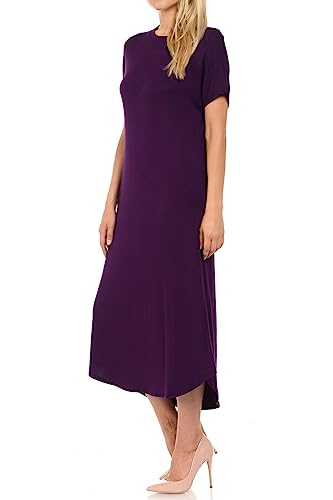 Image of iconic luxe Women's A Line Short Sleeve T Shirt Midi Dress Summer Casual