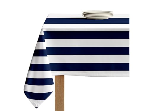 Fabric Textile Products | Navy and White Striped Tablecloth | Cabana Rectangular Tablecloth | 60