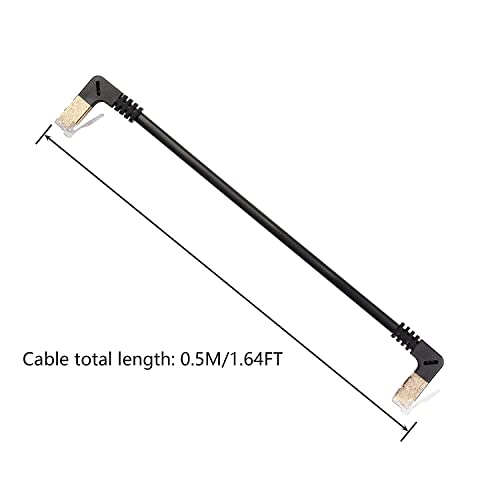 Image of CAT8 Crystal head Gold-plated Slim Flexible high-speed CAT 8 network cable, 10 Gigabit 90 degrees angled bent, 50cm, Black (UP-DOWN)
