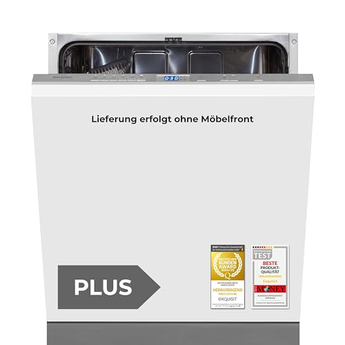 Exquisit PLUS Einbaugeschirrspüler 60 cm, Vollintegrierbar, 13 Maßgedecke, Startzeitvorwahl, 6 Spülprogramme, Power+, ECO-Modus, EGSP52113-E-030E silber