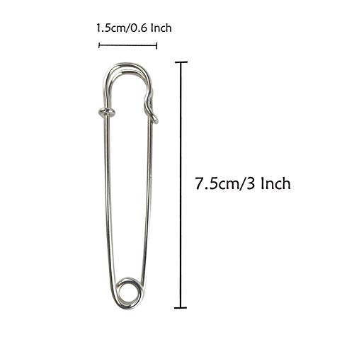 Safety Pins Extra Large Heavy Duty - YiwerDer 22PCS 3Inch Blanket Pins, Strong & Sturdy Bulk Pins for Blankets, Skirts, Crafts, Kilts - Silver