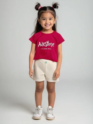 Image of NammaBaby Baby Girl Pure Cotton Hoseiry Regular Fit T-Shirt Top Tshirt - Pack of 3
