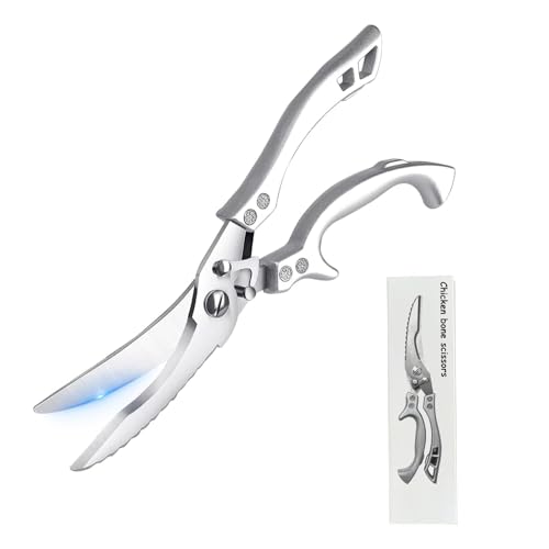 Geflügelschere Küchenschere, Geflügelschere Edelstahl mit Ergonomischen Griff, Allzweckschere für Fleisch, Fisch,mit Sicherheitsverschluss