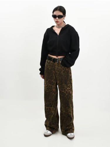 Y2K Leopard Jeans for Women and Men - Baggy Unisex Cheetah Print Straight Leg Denim with Pockets, Casual Streetwear2