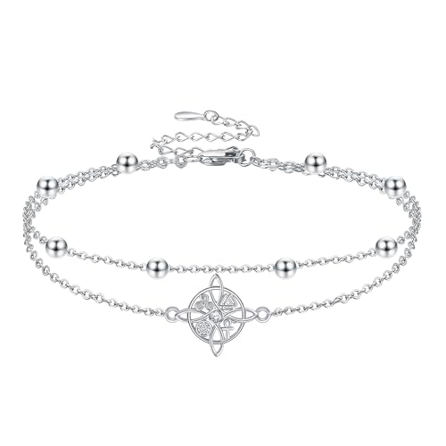 Image of YAFEINI Nudo de Bruja Plata 925 Original Witches Knot Anklet Sterling Silver Witch Foot Jewelry Witchy Gifts for Women