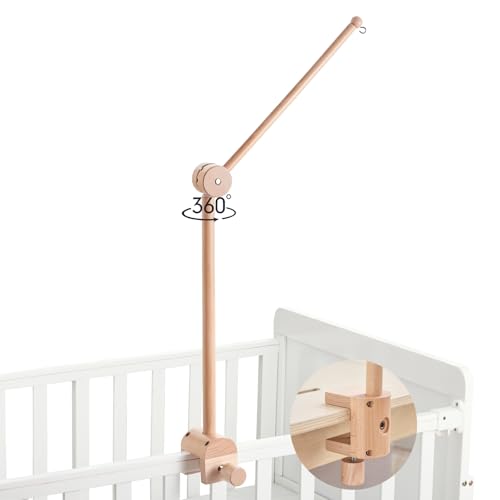 Image of HI BABY MONMENT Crib Mobile Arm - Rotating Baby Mobile Hanger, Natural Beech Wood, Mobile Stand for Crib Nursery Decor, Perfect for Baby Girl or Boys