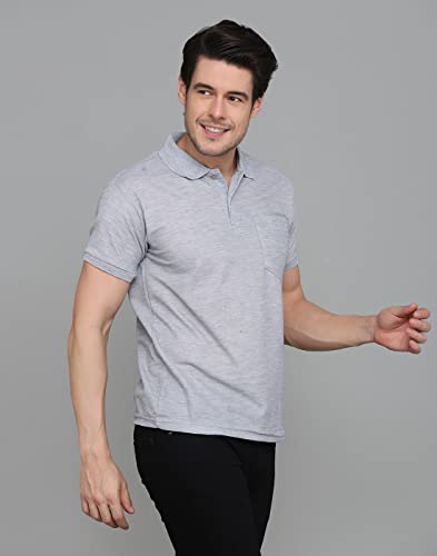Image of INKKR Men's Polo Neck Half Sleeve Cotton Blend Regular Fit T-Shirt With Pocket