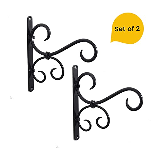 Image of Metal Plant Hanger Hook Bracket for Wall Hanging - Golden Iron Decorative Hanging Hook for Planters, Bird Feeders, Lanterns, Wind Chimes (Pack of 2)