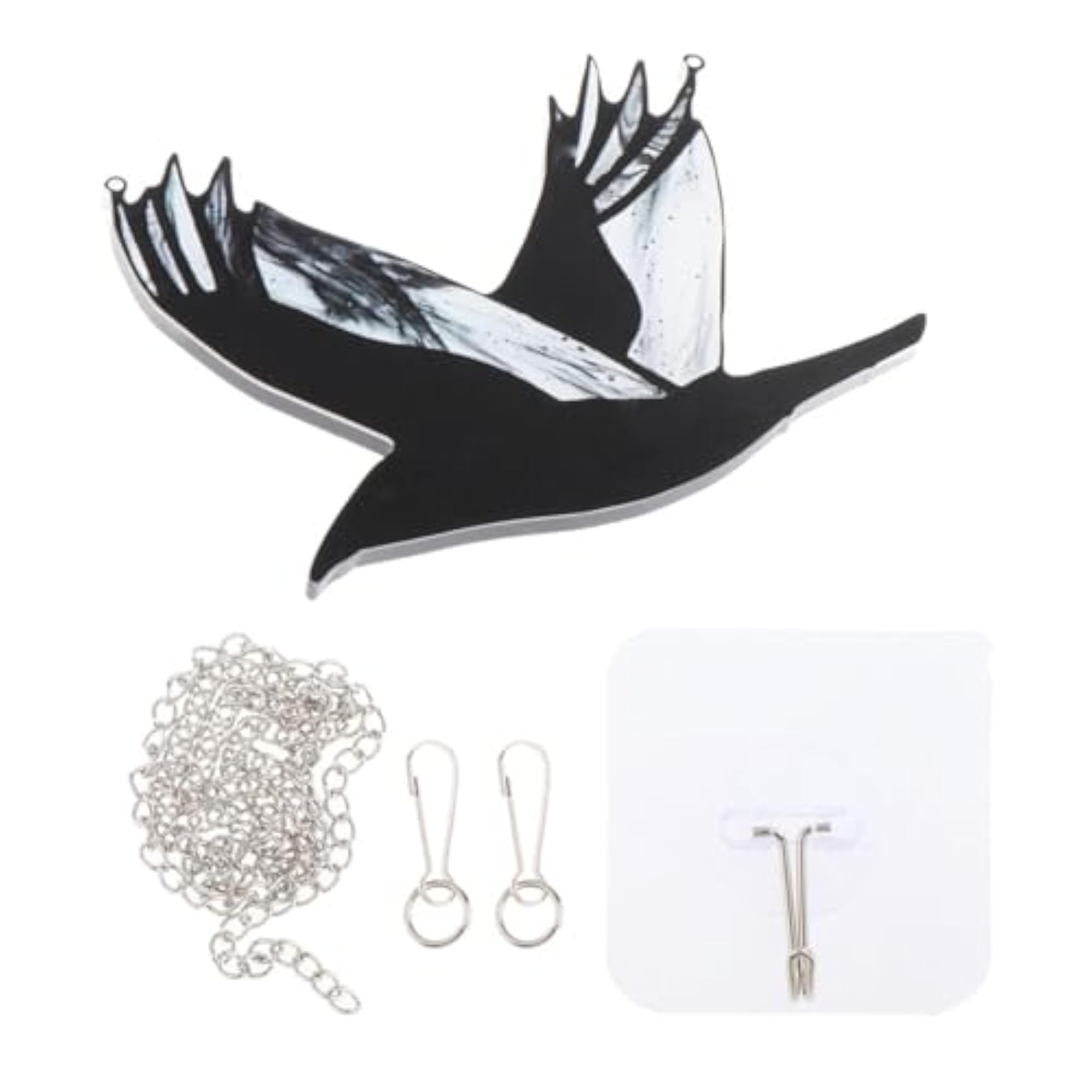 Raven Glass Window Hanging Art DIY Sculpture