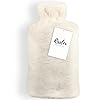Rissler, Bolsa de agua caliente Rissler 1.8L Funda de felpa suave – Bolsa de agua caliente de goma para cama – bolsa de agua calientacamas – Calor garantizado durante 7 horas (Crema)