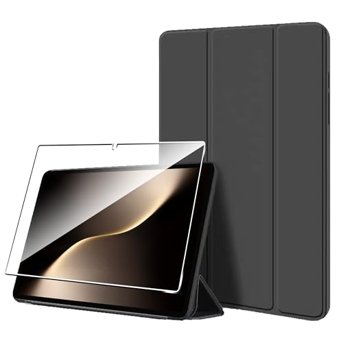 Heioloo Funda para Honor Magic Pad 3 13.3' 2025 Protectora Carcasa con Auto-Sueño/Estela, + [1 Piezas] Templado Protector de Pantalla [PU Cuero] [Ultradelgada Carcasa] [Función de Soporte] Negro