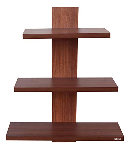 Image of Madhuran Engineered Wood Wall Mounted Home Decor Shelf Racks Tier 3 (Matte, C Walnut) / Kitchen Shelves Storage Living