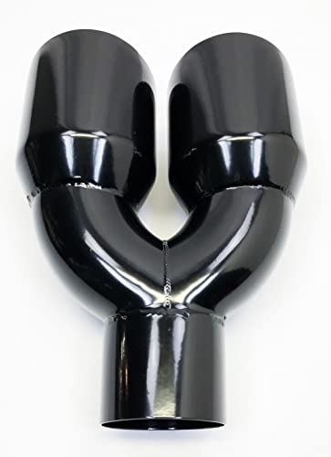 Exhaust Tip 2.50" Inlet 3.50" Outlet 9.50" Long Dual Round Slant High Temperature Black Stainless Steel Wdwdrs35095-250-Bk-Ss Wesdon Exhaust Tip #TOP4