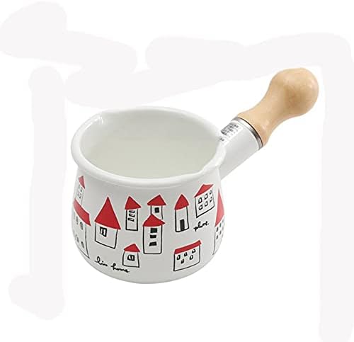 Nonstick Enamel Milk Pot Pan Practical Butter Coffee Warmer Small Milk Pot Kitchen Cooking Pot Noodle Baby Food Handmade(E)