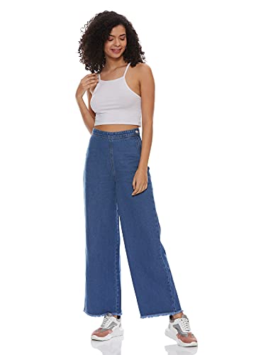 Image of AKA CHIC Women Wide Leg High Rise Cotton Non Stretchable Jeans