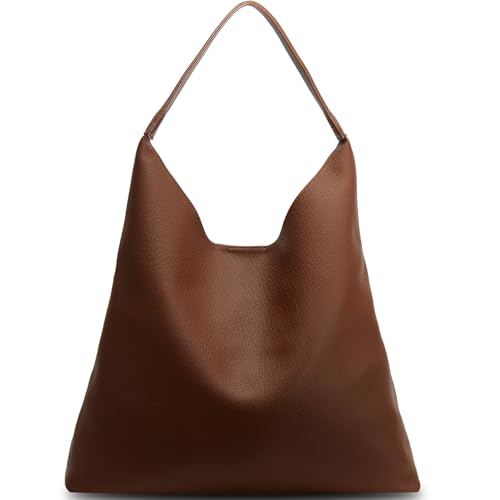 Slouchy Leather Hobo Tote for Women, High-Capacity Shoulder Handbag