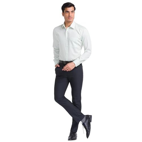 Image of Park Avenue Men's Polyviscose Blend Structure Pattern Super Slim Fit Flat Front Formal Trouser