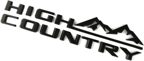 Image of 3Pcs High Country Emblems Side Door Tailgate Letter Logo Car Badge Nameplate Replacement for 2019-2025 Tahoe Silverado (3Pcs Set Emblems - Matte Black)