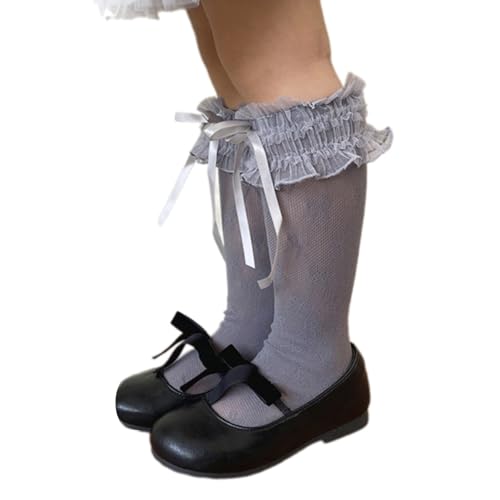 Soft & Breathable Middle Calf Socks Girls Socks for Kids with Bowknot Design for Everyday Wear and Special Occasion