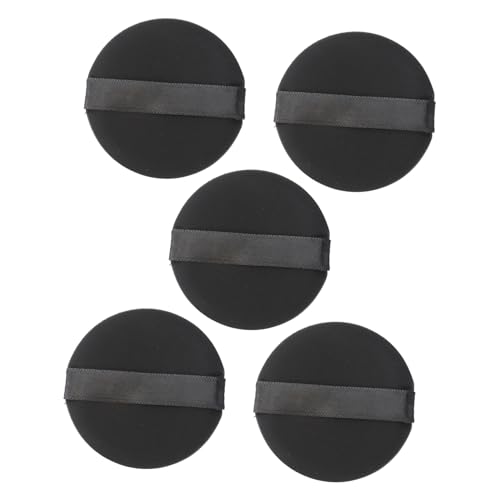 IWOWHERO Borlas De Maquillaje Negras 5 Unidades Tamaño Medio Esponja Para Polvo y Base De Maquillaje Uso Profesional, Hogar y Viajes Sin Látex Manejo Cómodo
