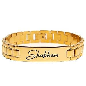 Personalized Name Bracelet for Men, Stainless Steel, Black, 15 cm