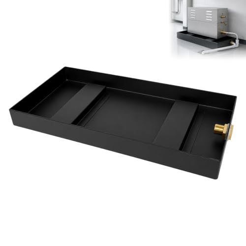 Steam Bath Generator Drainage Pan, 21 x 10 x 2 Inch Stainless Steel Steam Water Collection Pan with Built-In Drain, 0.06" Heavy-Duty Rust-Resistant Steam Generator Drip Trayfor Steam Spa Systems