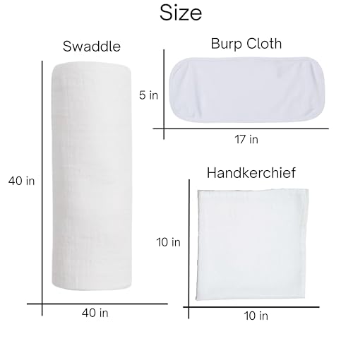 Image of NEW COMERS Baby Muslin Cloth Set | 6 Pcs Double Layered Pure Cotton Swaddle Wrap | Soft & Absorbent Baby Burp Cloth & Reusable Washcloth Towels, White (SBW 06)