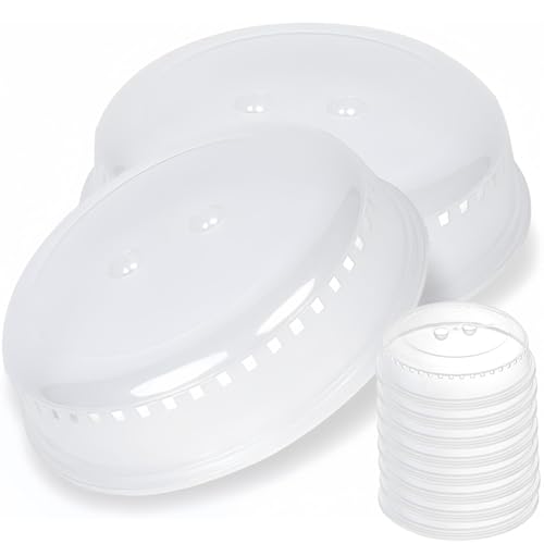 LATERN 8 Piezas Tapa Ventiladas para Platos de Microondas, 26CM Cubierta de Plástico Antisalpicaduras para Microondas Tapa Apilable Sin BPA para Alimentos para Todos los Platos y Fuentes