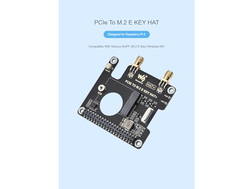 Adaptador PCIe a M.2 E Waveshare con PoE HAT para Raspberry Pi 5 compatible con tarjetas NIC 2