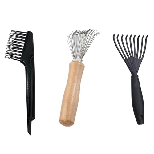 Wilsonzin 3 Pcs Nettoyant Poignée En Bois Pour Peigne,Nettoyage De Peigne à Cheveux,peigne de nettoyage,outil de nettoyage de peigne pour Nettoyer les Brosses,Peignes,Tapis De Bain